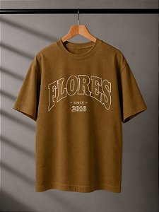 TSHIRT MALHAO FLORES CARAMELO - G