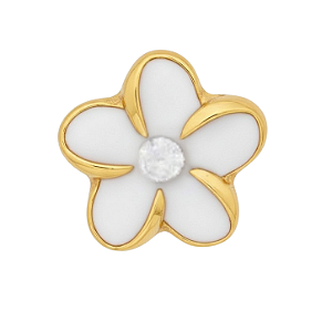 Charm - Flor Branca Ouro