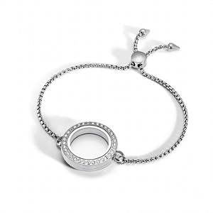 Pulseira C/Pedras Medalhão Prata