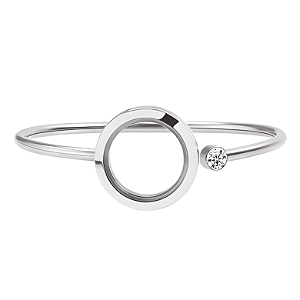 Bracelete Liso Medalhão Prata