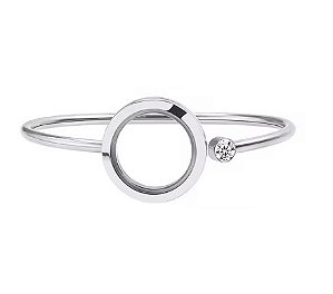Bracelete Liso Medalhão Prata