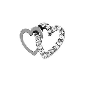 Charm - Dois Corações Prata Juntos Especial