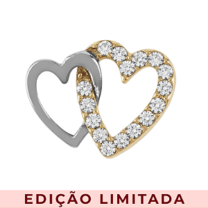 Charm - Coração Duo Prata e Ouro Juntos Especial