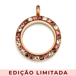 Medalhão Íris Rose com Pedras - Pequeno