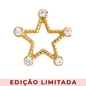 Charm - Estrela com Cristais Ouro Especial
