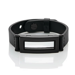 Medalhão - Pulseira de Couro Black