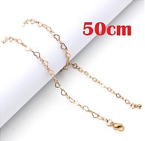 Corrente Coração Rosê 50 cm