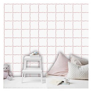 Papel de Parede Decorativo Infantil Quadriculado Joaninha Material 3M