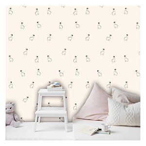 Papel de Parede Decorativo Infantil Lhama Tule