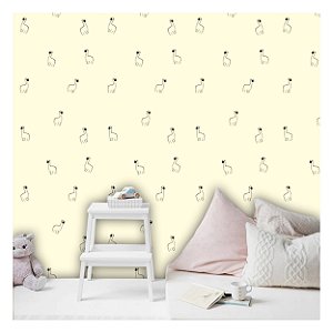 Papel de Parede Decorativo Infantil Lhama Amarelo