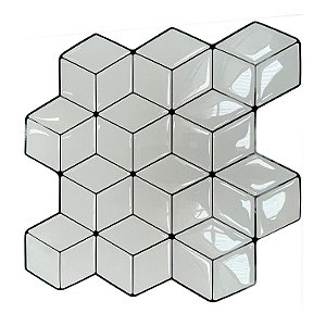 Pastilha Adesiva Resinada Cubo Branca Com Rejunte Preto