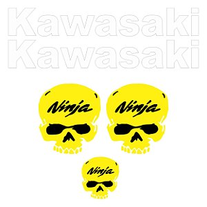 Adesivo Emblema Compatível Kawasaki Skull Laminado