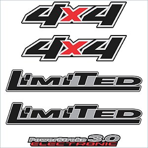 Kit Emblema Adesivo Ford Ranger 4x4 Limited 3.0