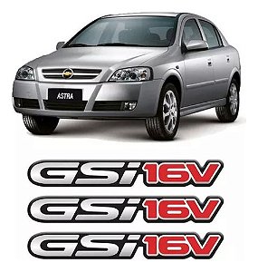 3 Emblemas Gsi 16v Astra Adesivos Cromados Resinados