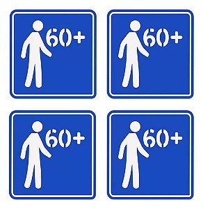4 Adesivos Idoso 60+ Para Vidro Interno Do Carro 10x10 Azul