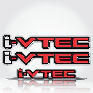 Adesivo 3d  I-vtec Vermelho Honda Civic Resinado
