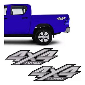 Adesivo 4x4 Turbo Hilux 2016/2020 Flex Par Emblema Lateral