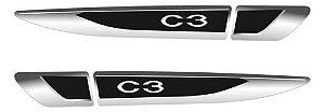 Adesivo Aplique Lateral Citroën C3 Emblema Resinado - Par