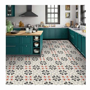 Adesivo Para Piso Antiderrapante Lavável floral Indiano Tulipa