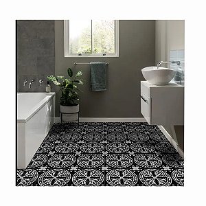 Adesivo Para Piso Antiderrapante Lavável Preto e Cinza