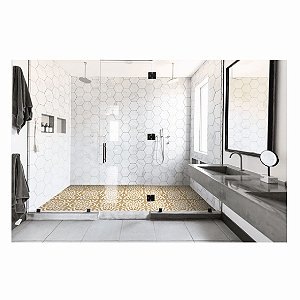 Adesivo Para Piso Antiderrapante Lavável Ladrilho Floral Amarelo