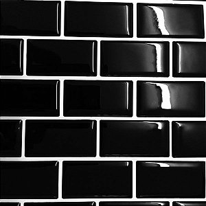 Pastilha Adesiva Tijolinho Preto Kit 4 Placas Adesivo 3M