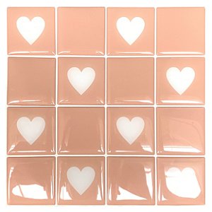Pastilha Adesiva Coração Rose Kit 4 Placas Adesivo 3M