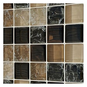 Pastilha Adesiva Marrom Craquelado Kit 4 Placas Adesivo 3M
