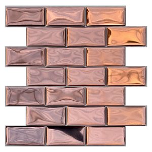 Pastilha Adesiva Tijolinho Rose Gold Kit 4 Placas Adesivo 3M
