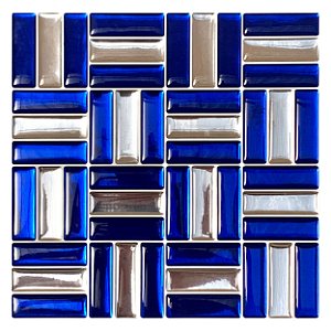 Pastilha Adesiva Baguete Cromada Azul Kit 4 Placas Adesivo 3M