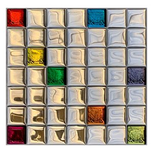 Pastilha Adesiva Cromada Colorida Kit 4 Placas Adesivo 3M