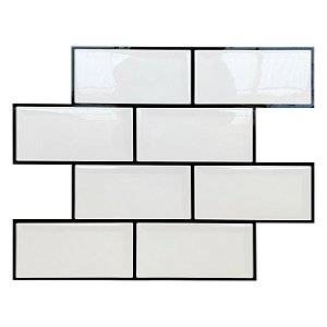 Pastilha Adesiva Resinada Metro White Rejunte Preto
