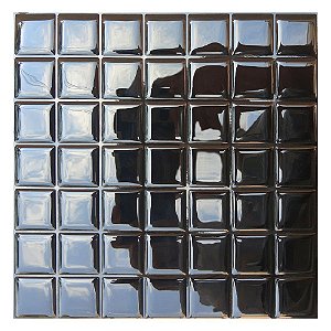 Pastilha Adesiva Quadrada Preta Resinada Kit 4 Placas 3M