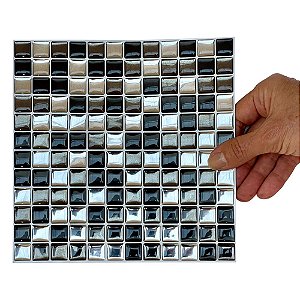 Pastilha Adesiva Mini Cromada Branca, Cinza E Preta Kit 4 Placas 3M