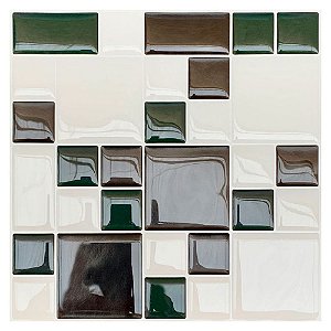 Pastilha Adesiva Resinada Miscelânea Verde e Preto Kit 4 Placas Adesivo 3 M