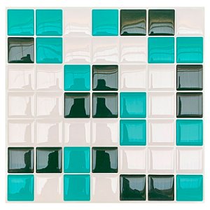 Pastilha Adesiva Resinada Miscelânea Verde e Verde Água Kit 4 Placas Adesivo 3 M