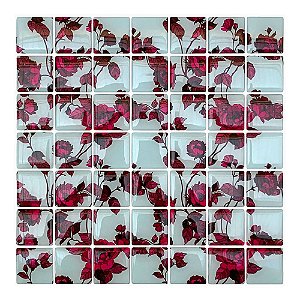 Pastilha Adesiva Resinada Floral Rosa Kit 4 Placas Adesivo 3 M