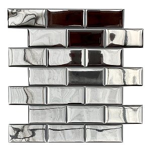 Pastilha Adesiva Resinada Tijolinho Cromada Kit 4 Placas 3 M
