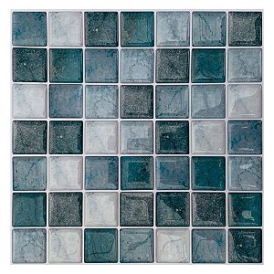 Pastilha Adesiva Resinada Mármore Azul Kit 4 Placas Adesivo 3 M
