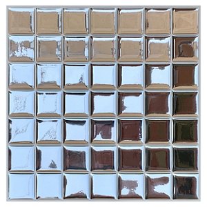 Pastilha Adesiva Resinada Quadradinha Espelhada Kit 4 Placas Adesivo 3 M