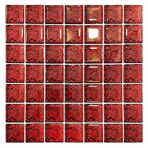 Pastilha Adesiva Resinada Vermelho Mesclado Kit 4 Placas Adesivo 3 M