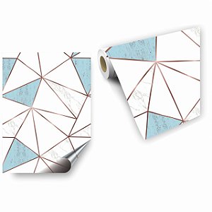 Papel de Parede Decorativo Zara Mármore Azul Rose Gold