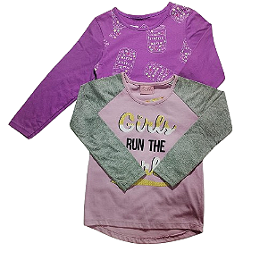 Kit camisa manga longa meia estação menina Tam 4