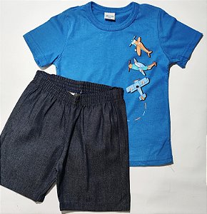 Conjunto menino camiseta malha Bermuda Tam 3