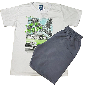 Conjunto Camisa e short menino Tam 10 meia malha e microfibra