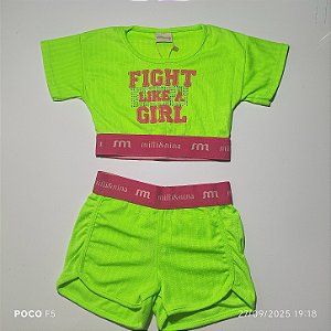 Conjunto Shorts Menina Milli&Nina Verde-limão