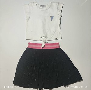 Conjunto Infantil Menina Saia Preto e Branco