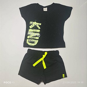 Conjunto Shorts Menina Tam 4 Preto