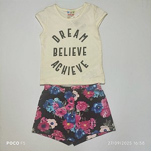 Conjunto Shorts Menina Tam 1 Floral e Bege