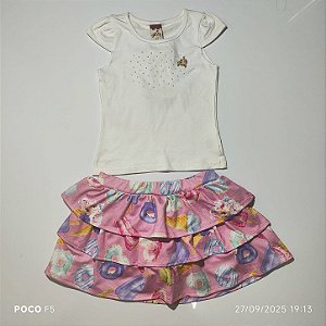 Conjunto Menina Saia com Short Rosa Tamanho 1